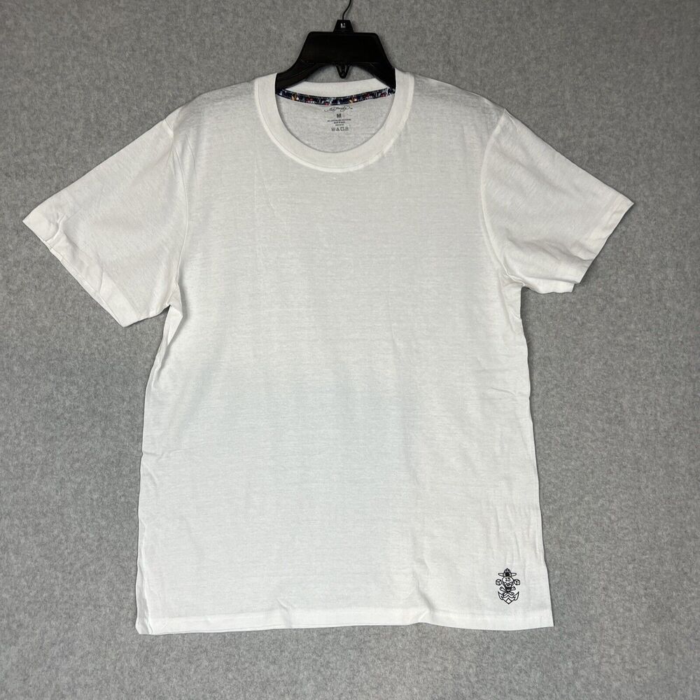 Ed Hardly Men's Medium Tee T Shirt Undershirts Crew Neck White Small Logo